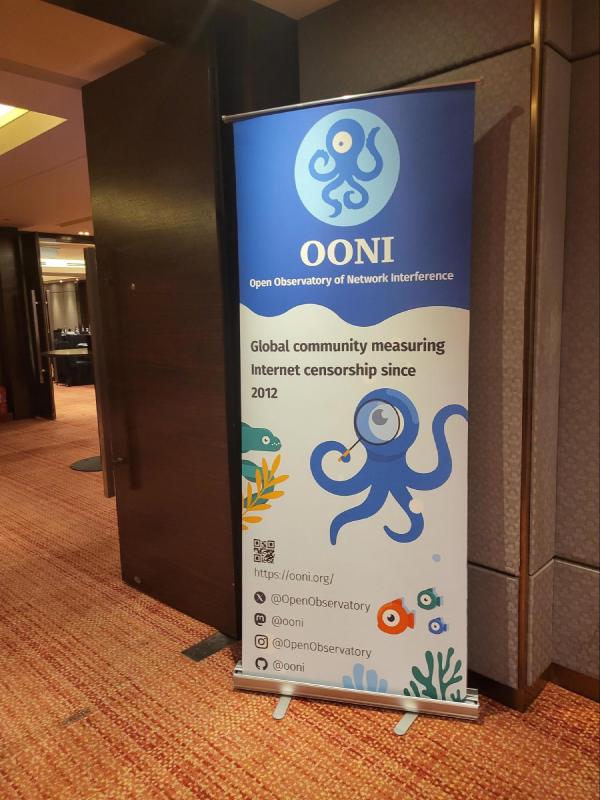 OONI banner at the OONI Partner Gathering 2024