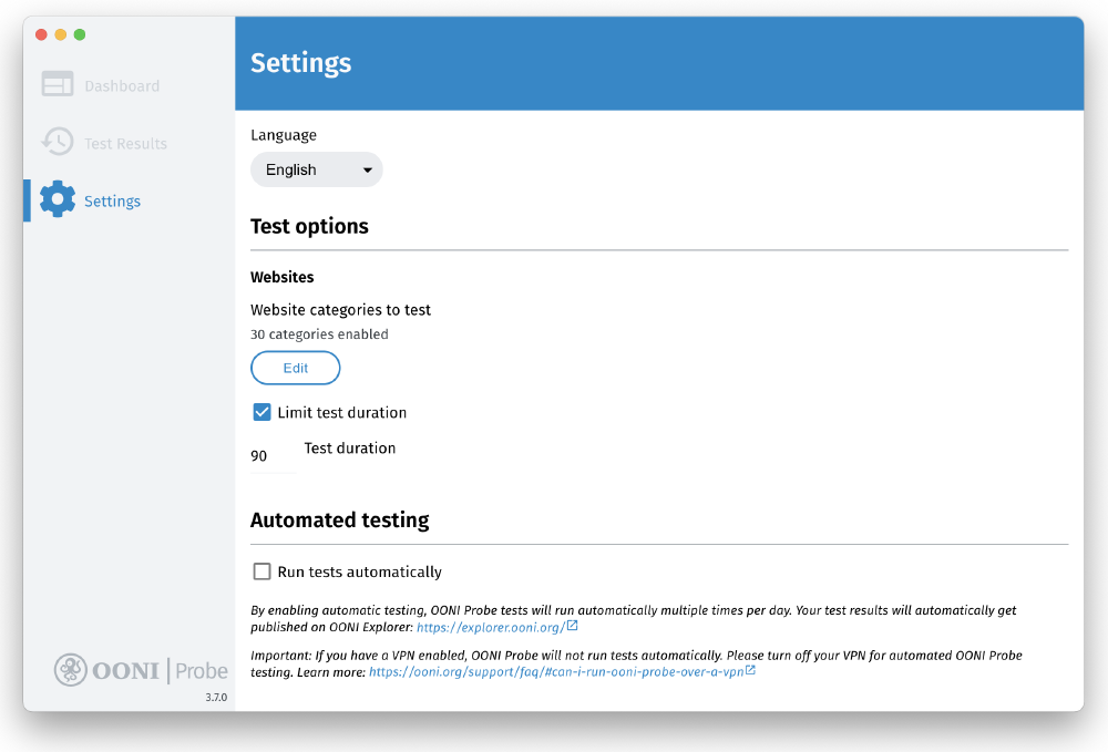 Automated testing disabled